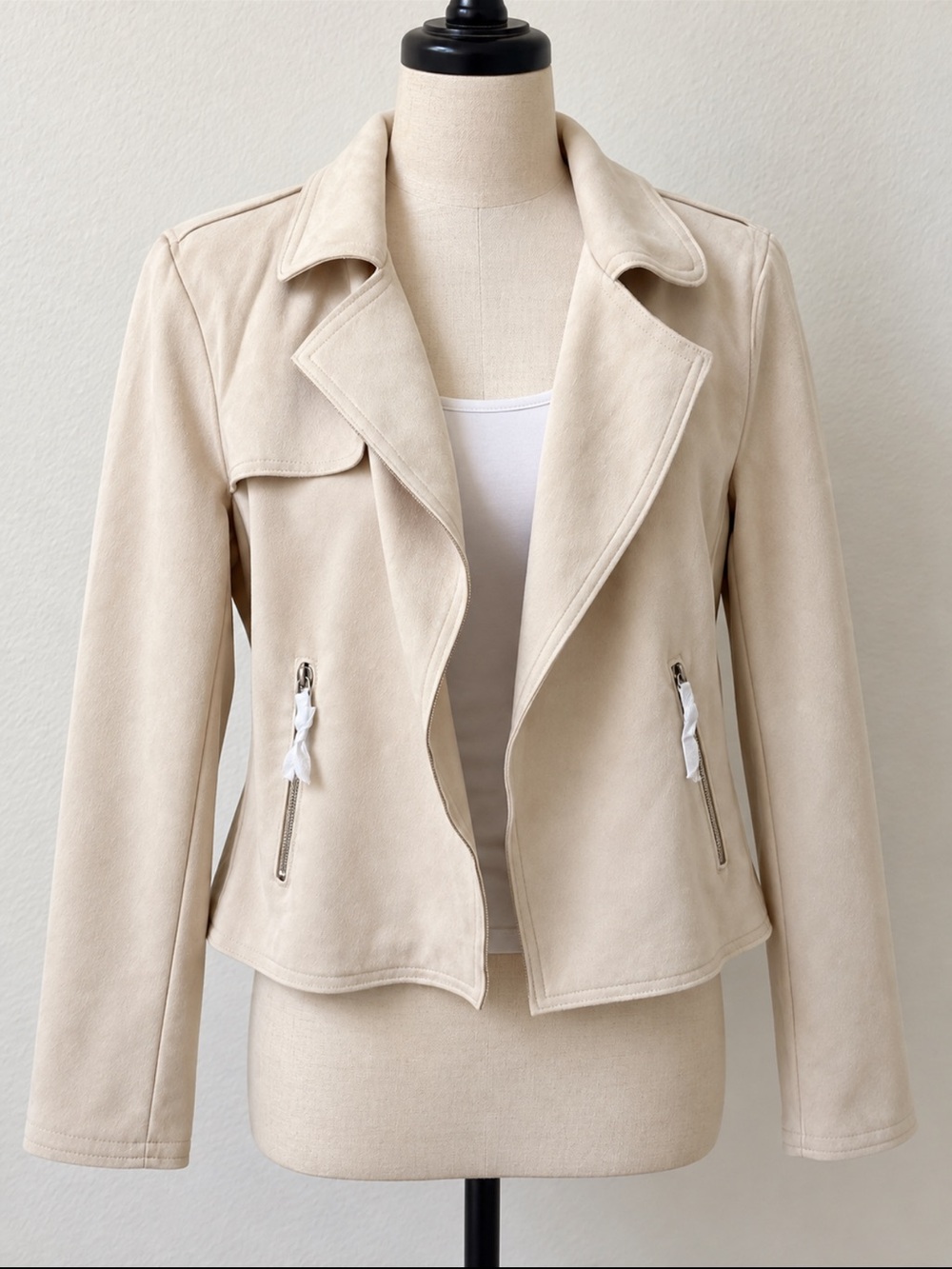 Philosophy Cream Suede Moto Jacket